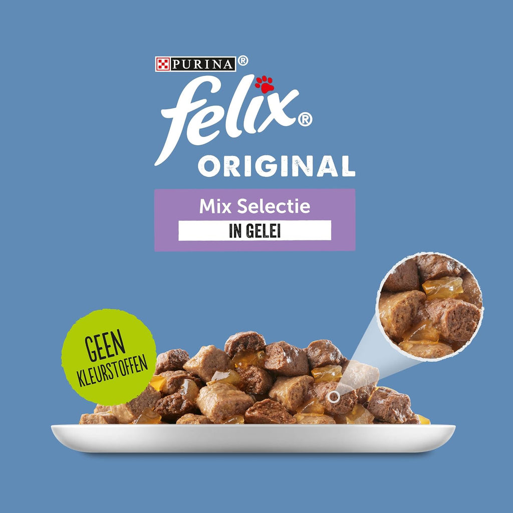 Felix Katzenfutter Mix in Gelee 44 x Huhn Lachs Thunfisch