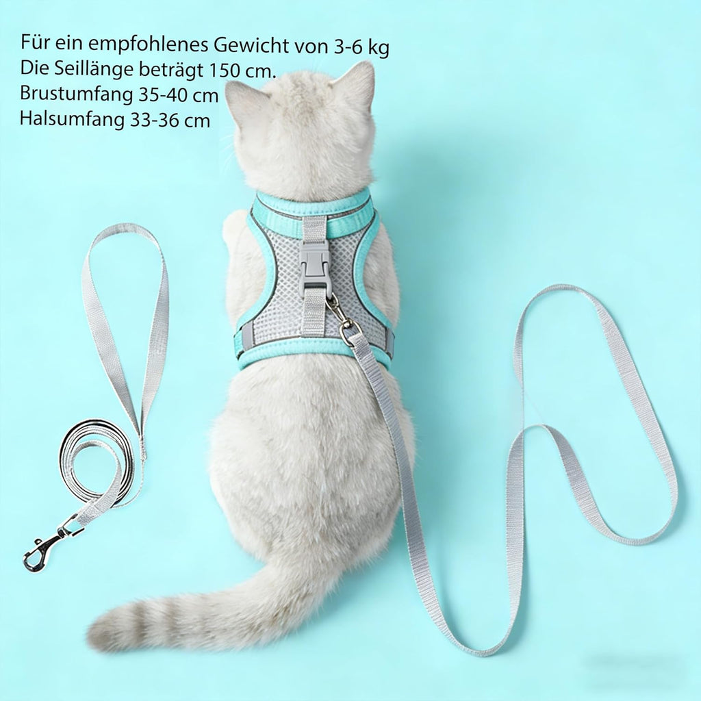 Katzengeschirr verstellbar mit Leine Set Katzen Spaziergang Brustgurt