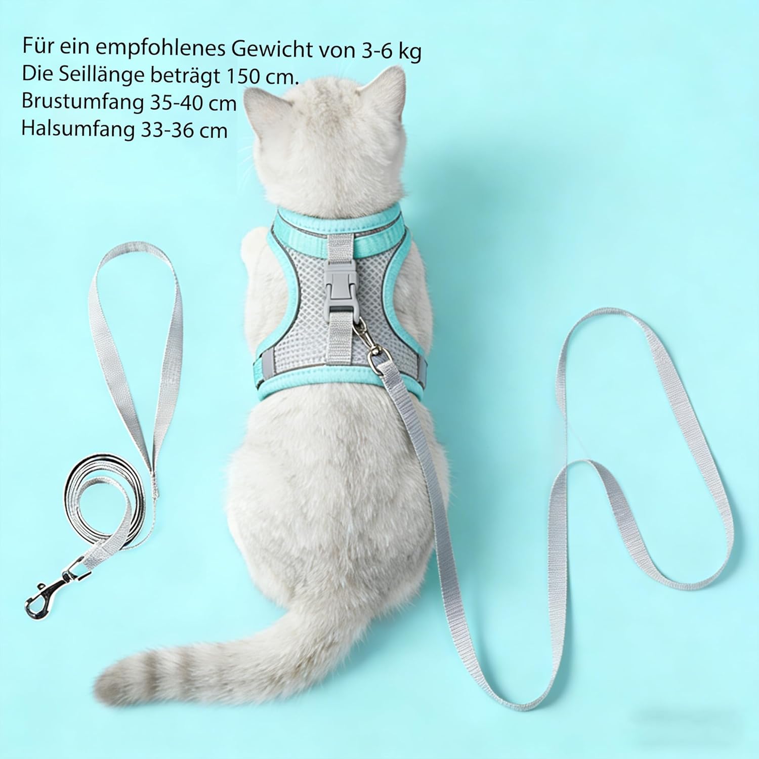 Katzengeschirr verstellbar mit Leine Set Katzen Spaziergang Brustgurt