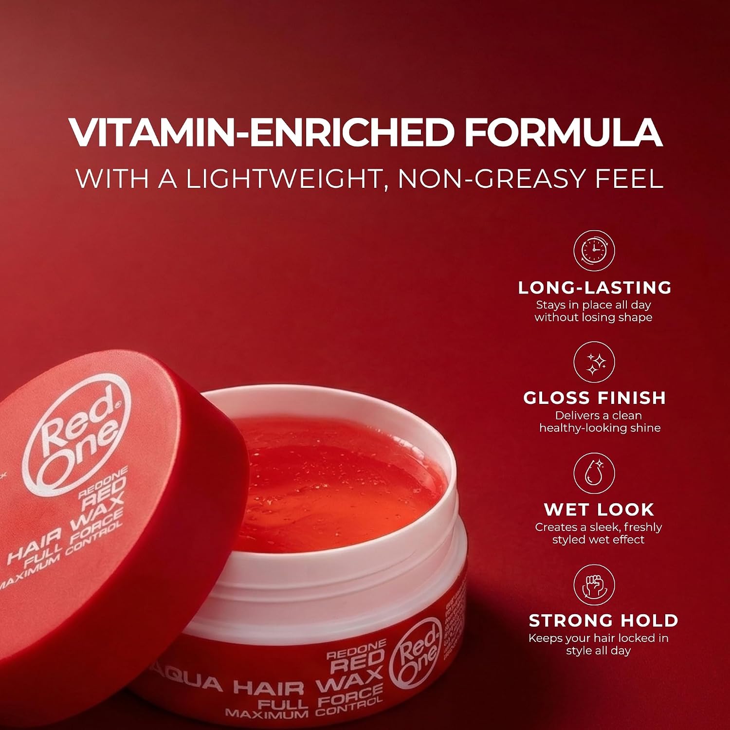 Aquatisches Haarwachs 150 ml Rot Ultra Halt Kantenkontrolle Erdbeerduft