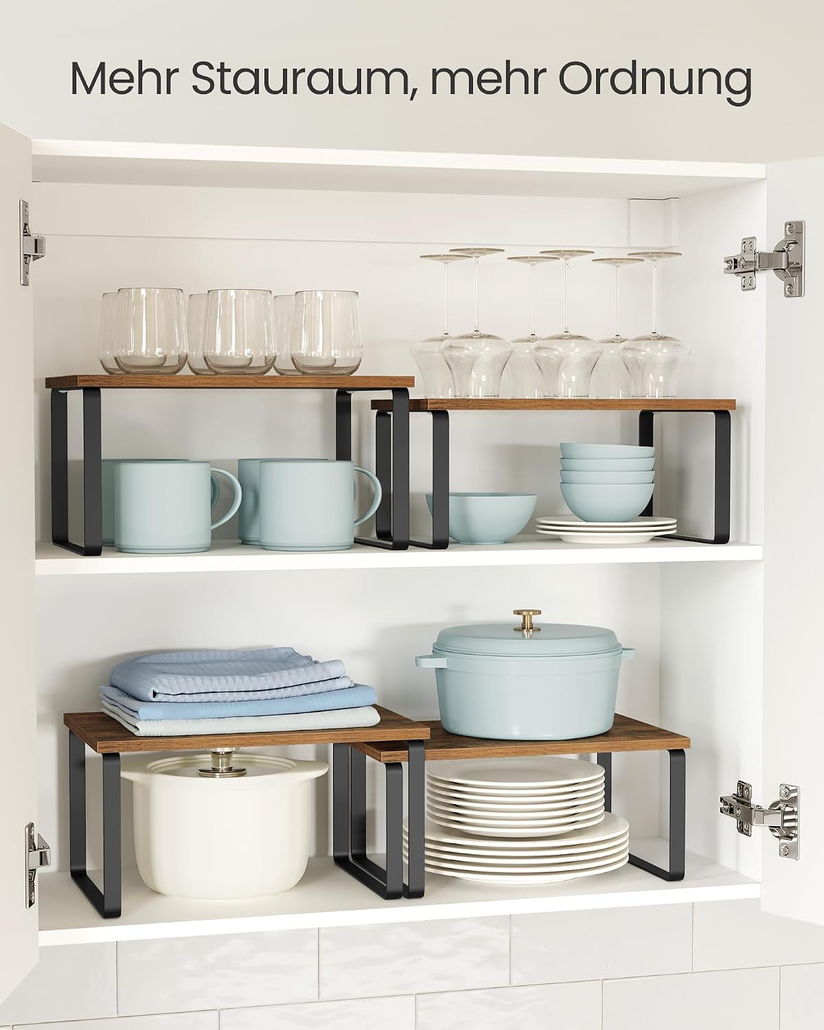 Gewuerzregal 4er Set stapelbar Kuechen Organizer Metallrahmen