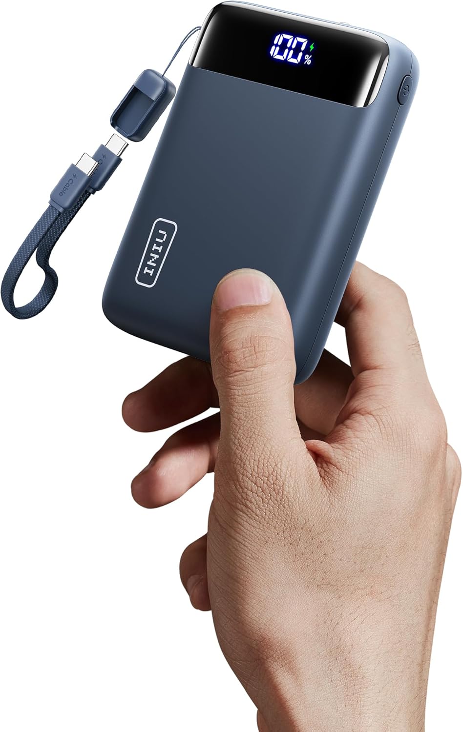 INIU Powerbank 20000 mAh 22.5W mit abnehmbarem USB‑C Kabel, flugtauglich