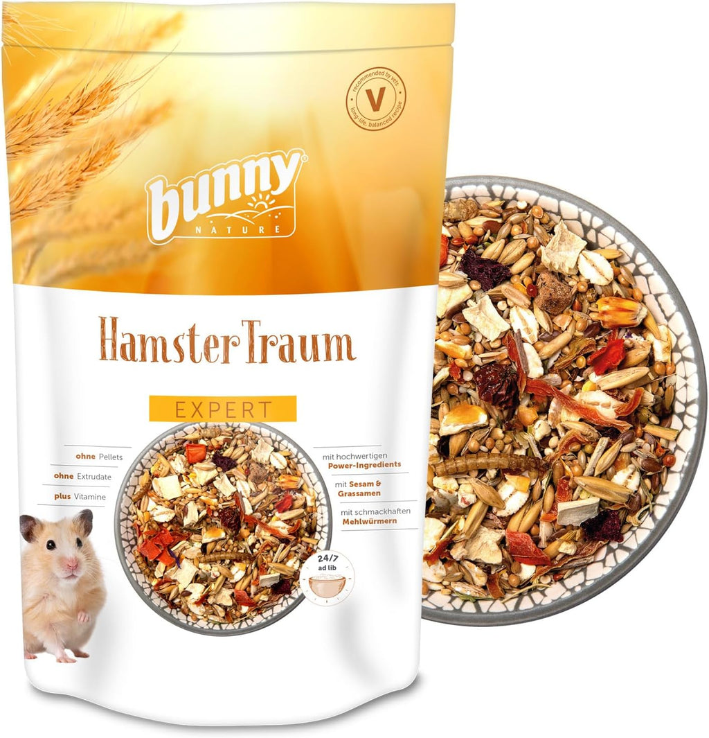 bunnyNature HamsterTraum Expert 500g Alleinfutter Hamsterfutter mit Mehlwürmern