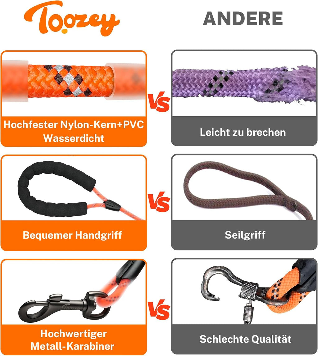 Toozey Schleppleine Hund 5m-20m wasserdicht reflektierend Trainingsleine