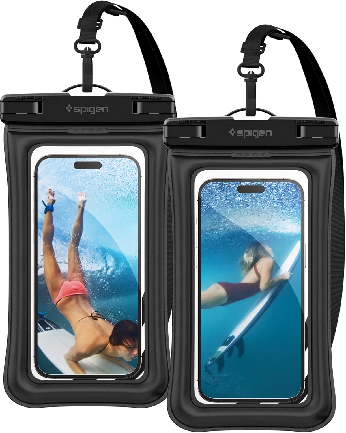 Spigen schwimmende wasserdichte Handyhuelle IPX8 bis 7" schwarz, 2er-Pack