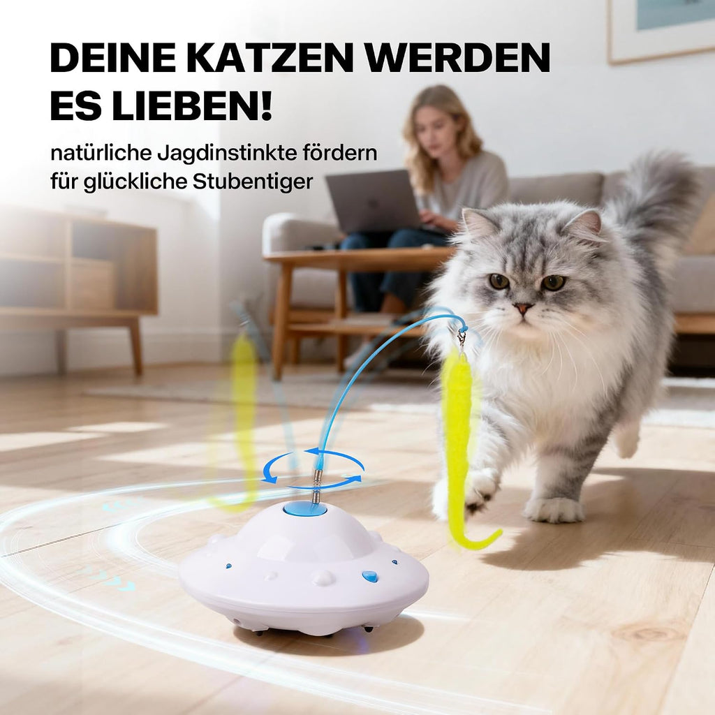 Interaktives Katzen-Spielzeug UFO mit Katzenangel USB Ladefunktion