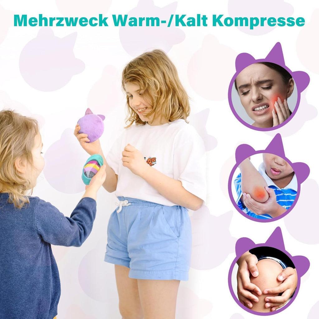 LotFancy Gel Kuehlakkus fuer Kinder 3er Set mit Stoffhuelle Kalt/Warm