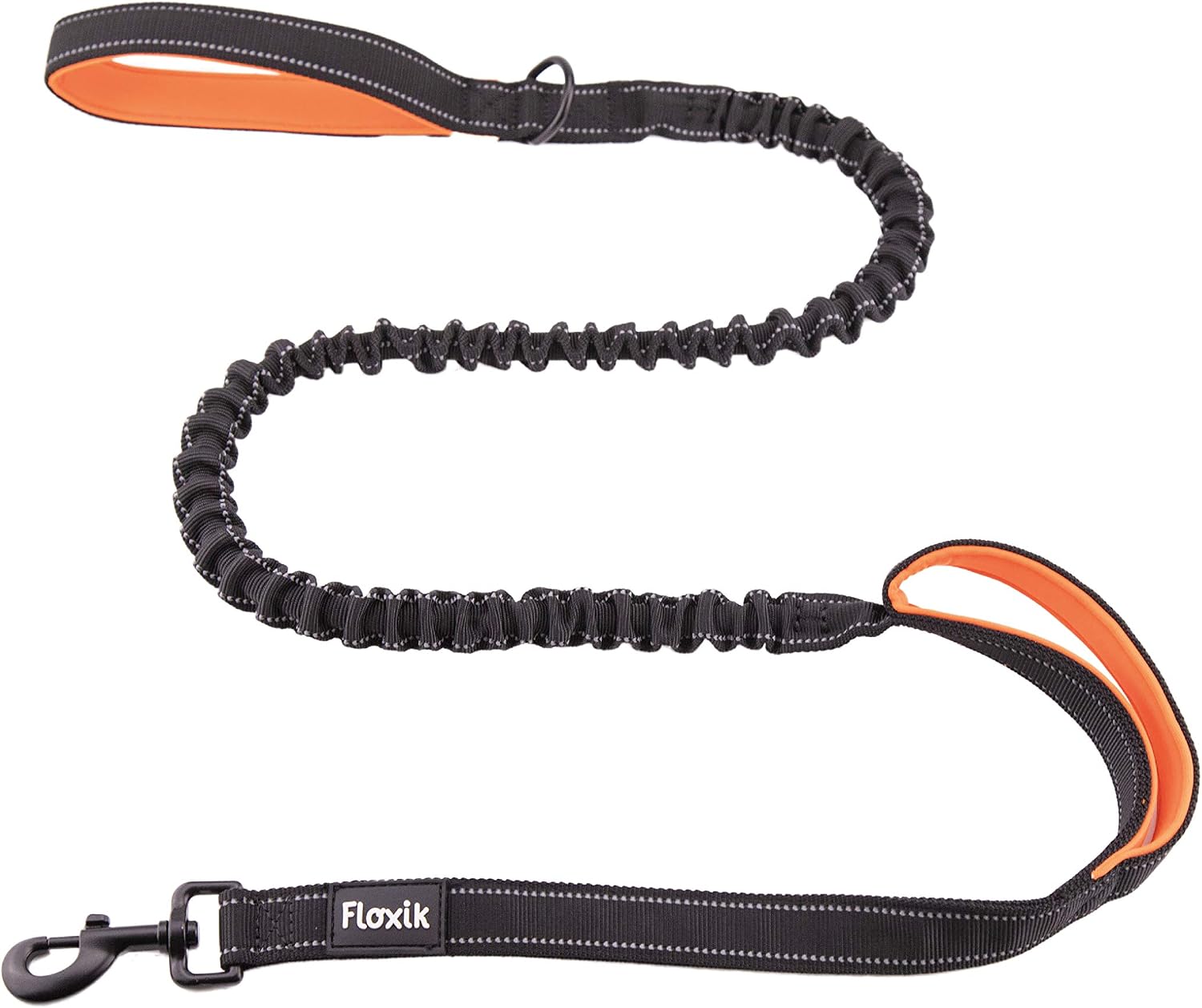 Floxik reflektierende Hundeleine verstellbar 100cm-150cm Kurzführer schwarz