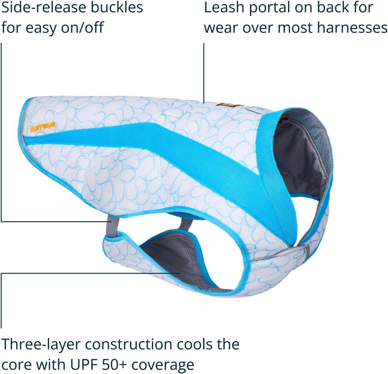 RUFFWEAR Swamp Cooler Hunde-Kuehlweste SPF50+, Biolumin Blue M cm