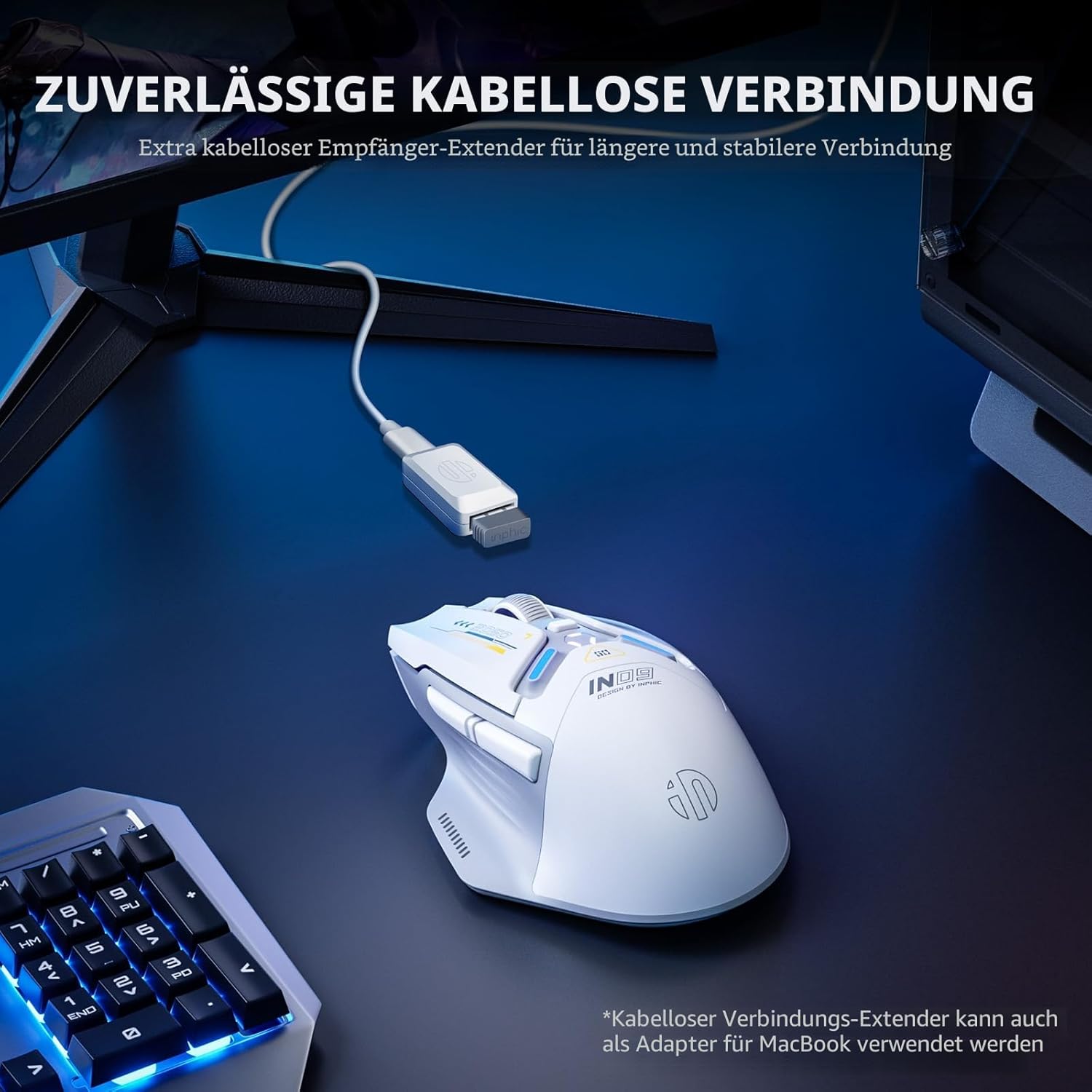 Inphic IN9 Gaming Maus kabellos 2.4G Bluetooth USB-C RGB 10000 DPI