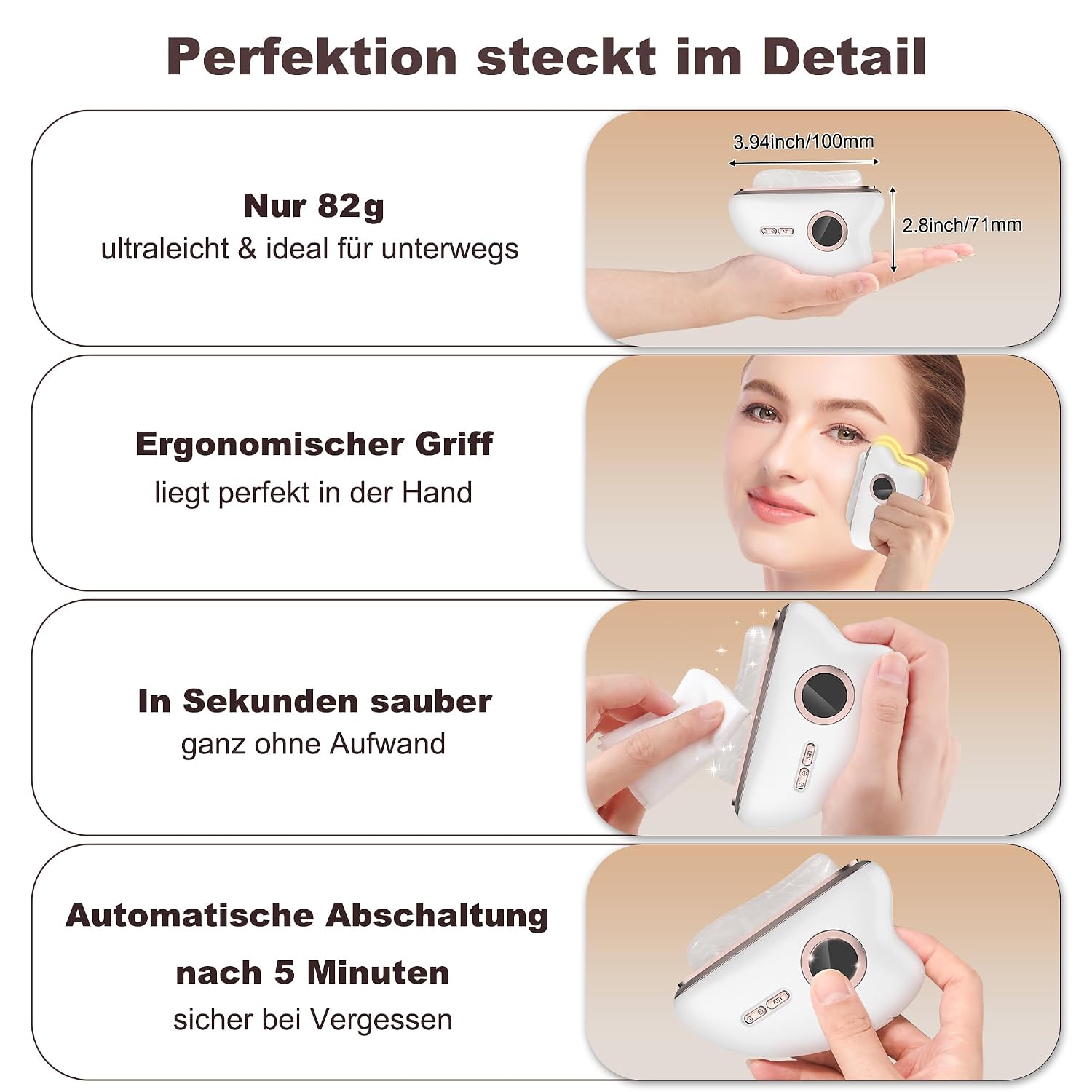 Jade Gua Sha Gesichtsmassagegeraet mit Waerme und LED fuer Gesicht und Hals