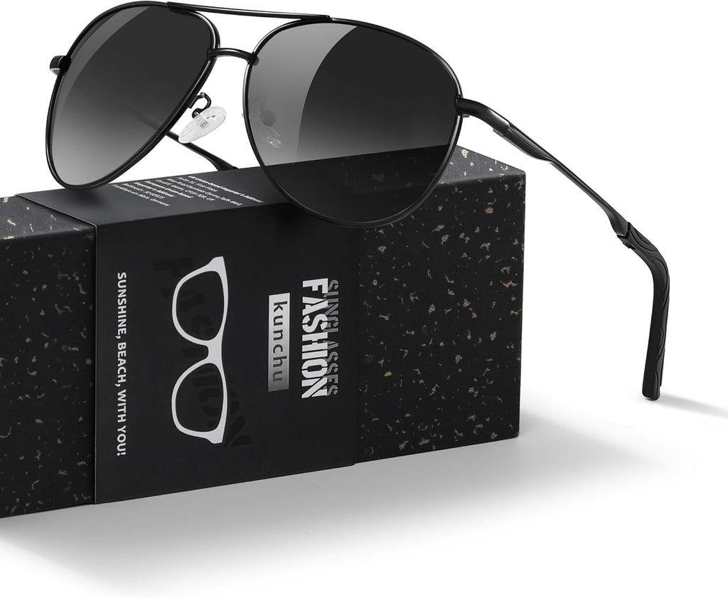 Polarisierte Sonnenbrille Unisex UV400 Fliegerstil ultraleicht schwarz