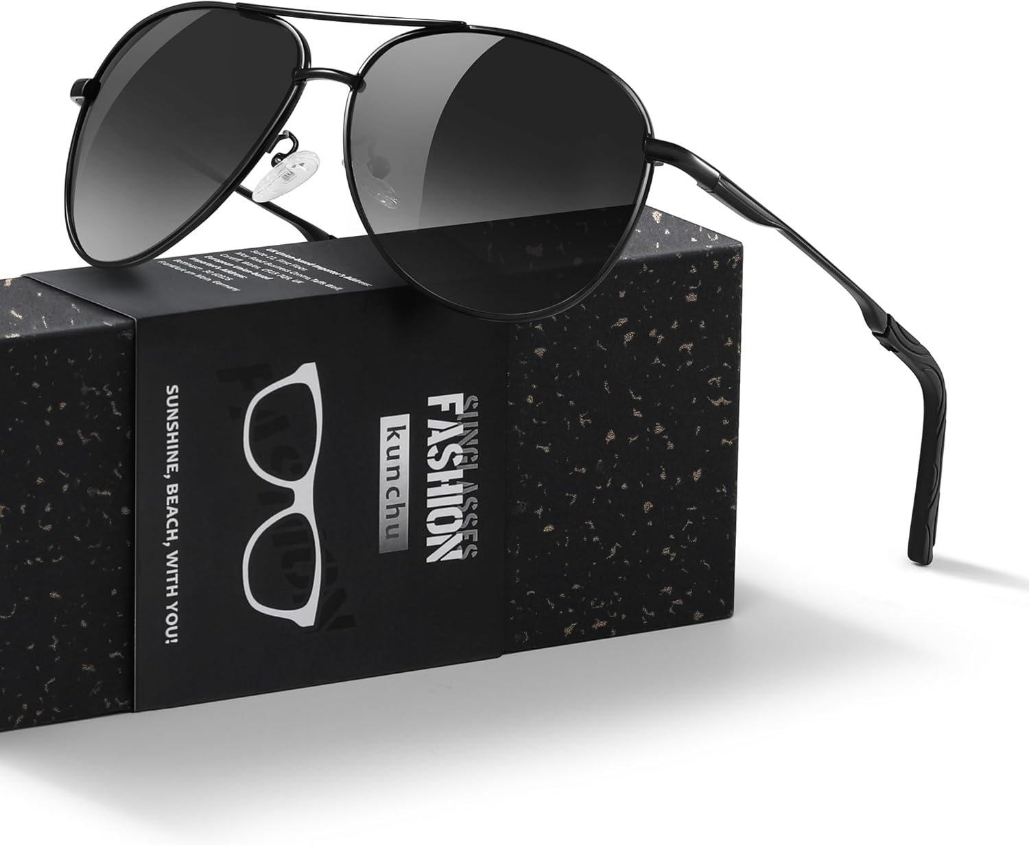 Polarisierte Sonnenbrille Unisex UV400 Fliegerstil ultraleicht schwarz