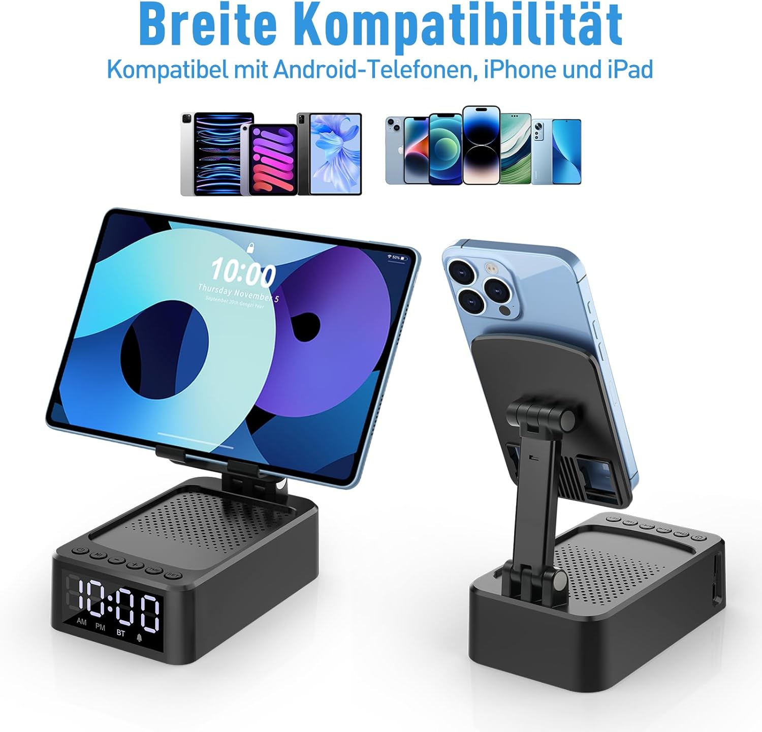 ZOOI Bluetooth Lautsprecher mit Handystaender Geschenk fuer Maenner