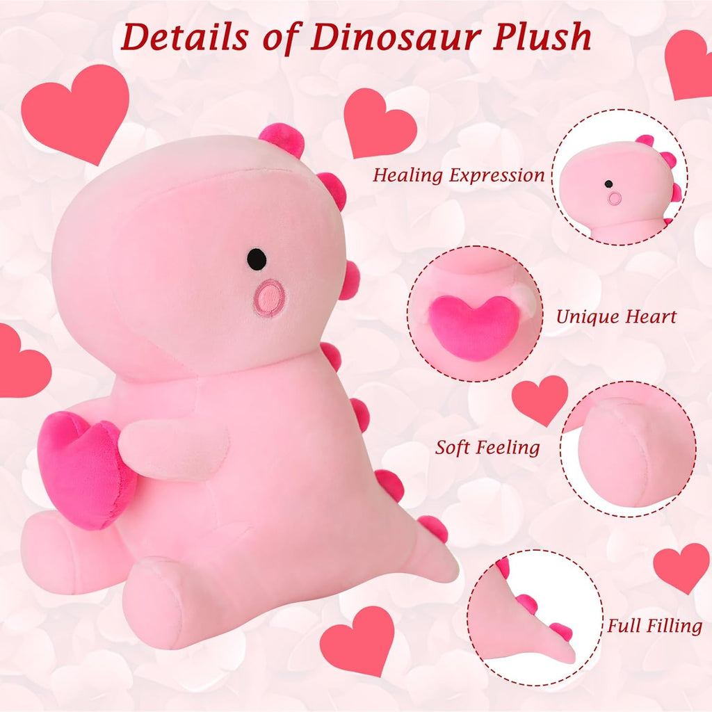 Dino Plueschtier mit Herz 30cm-50cm rosa Kuscheltier Valentinstag