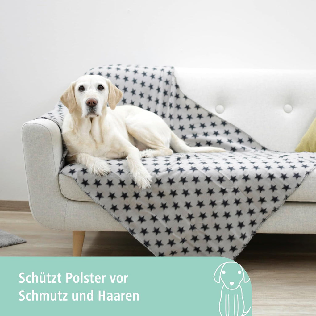 Kerbl Hundedecke Stella 140x100 cm beige Pfoten Fleece Moebelschutz