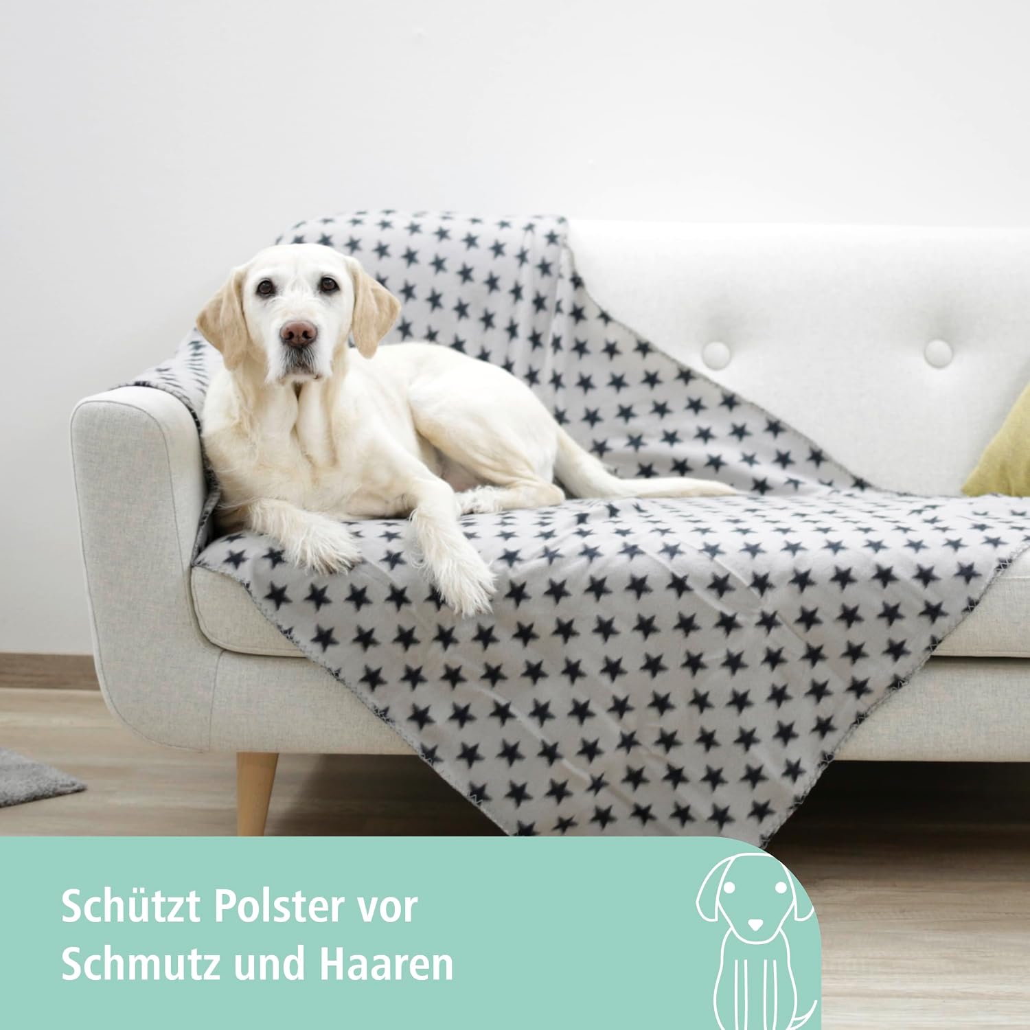 Kerbl Hundedecke Stella 140x100 cm beige Pfoten Fleece Moebelschutz