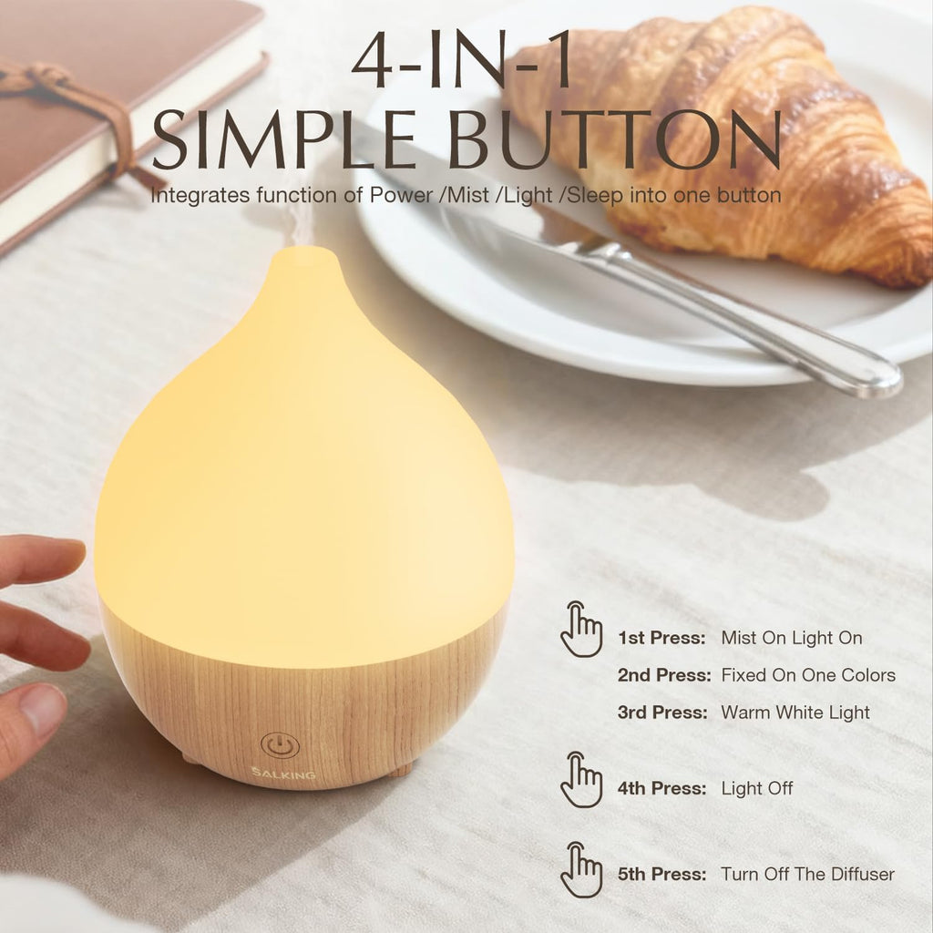 SALKING Ultraschall Aroma Diffuser LED RGB Weiss Holzoptik