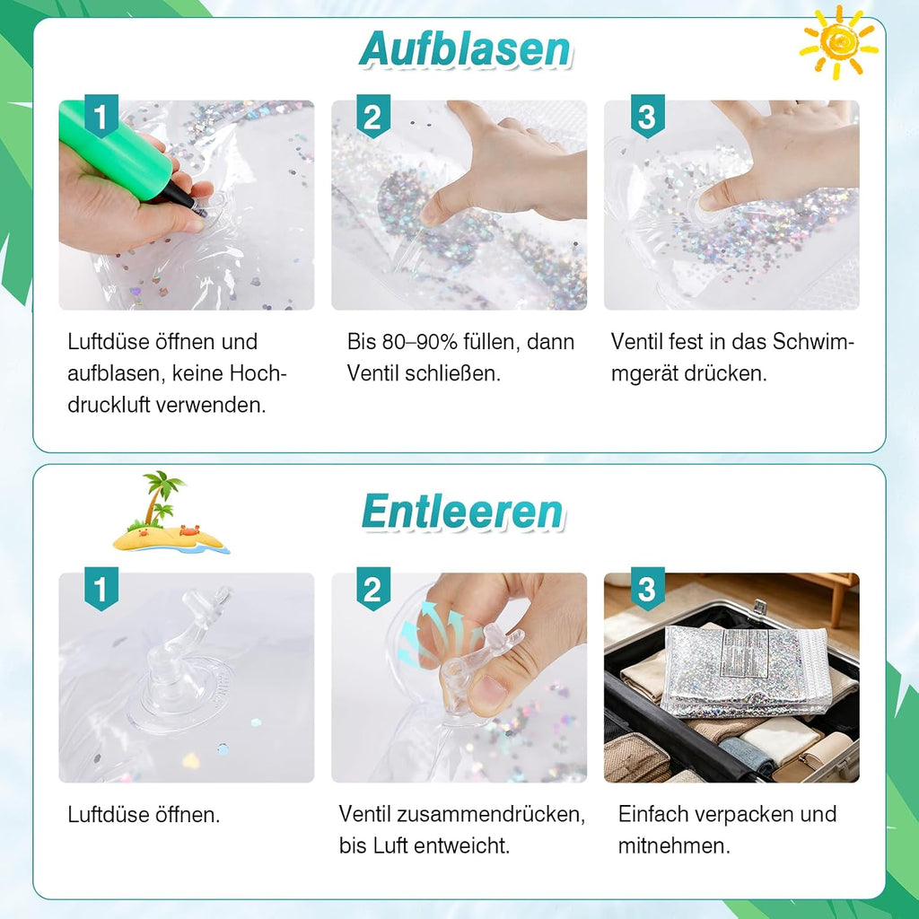 CYFIE Wasserhaengematte 4in1 aufblasbar mit Netz und Luftpumpe, 2er Set