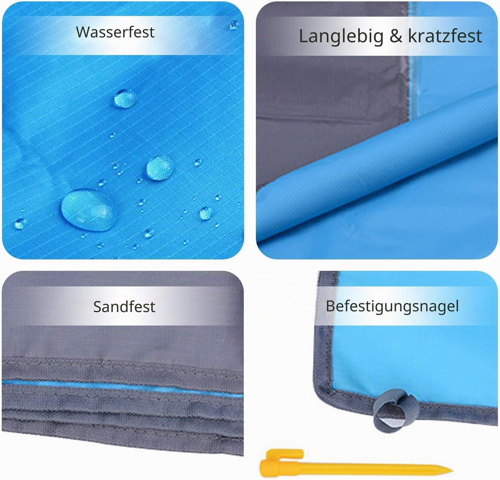 Senders Stranddecke 200×210 cm sandfrei wasserdicht faltbar leichte Picknickdeck