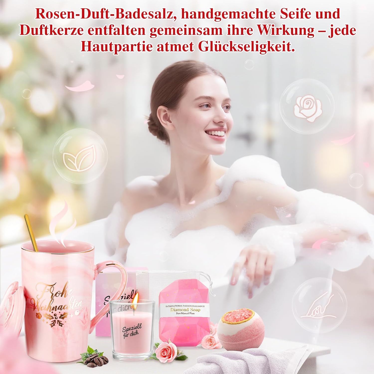 Geschenkset fuer Frauen Kaffeetasse Geburtstag Valentinstag Jahrestag