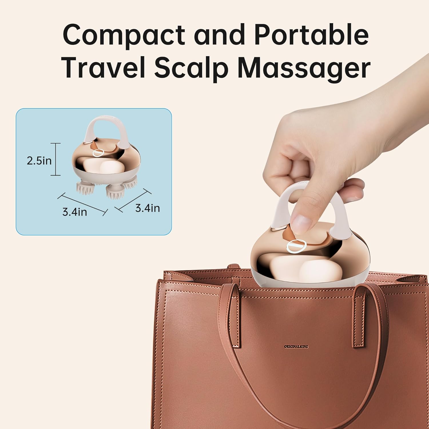COMFIER Kopfmassagegeraet elektrisch IPX7 wasserdicht 8 Koepfe gold