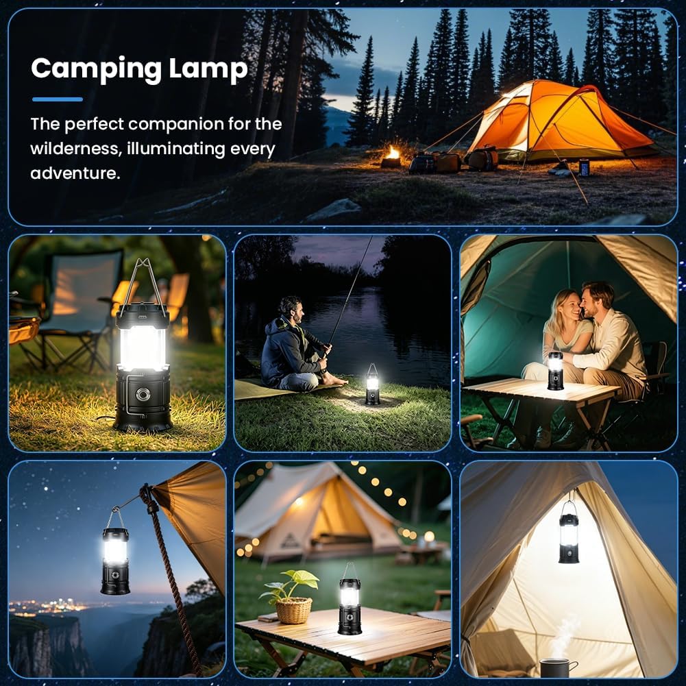 Solar LED Campinglampe faltbar wasserdicht mit USB-Ladefunktion und Haken