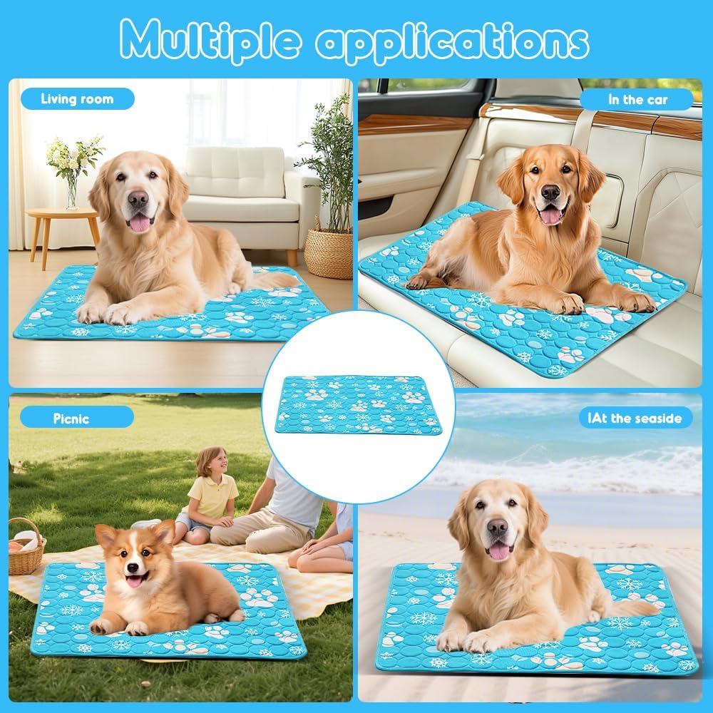 Kühlmatte Hund 100x70 cm selbstkühlend waschbar ungiftig für Zuhause Auto