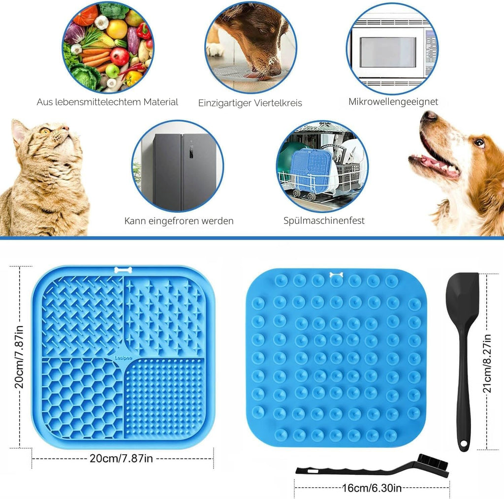 Lesipee Leckmatte Hund 2er Set mit Silikonspatel und Buerste, BPA-frei