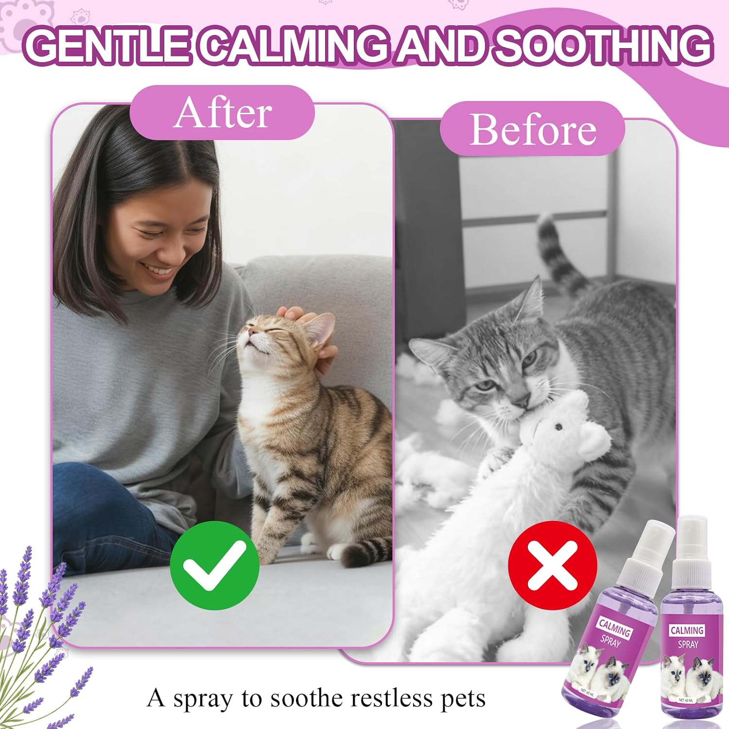 Entspannungsspray fuer Katzen und Haustiere 2er Set 60 ml beruhigend