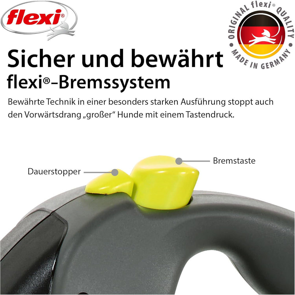 flexi Giant L 8 m Gurt Hundeleine bis 50 kg schwarz/neon-gelb 15.2x20.8 cm