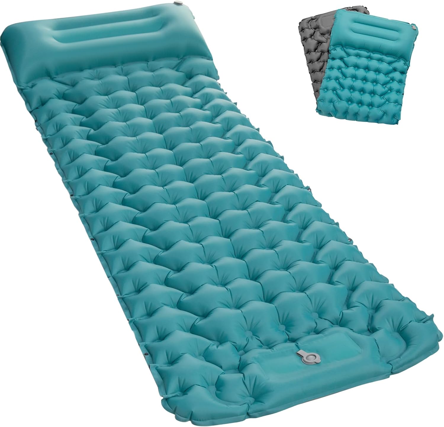 Satisure aufblasbare Isomatte Camping mit Fusspumpe und Kopfkissen ultraleicht