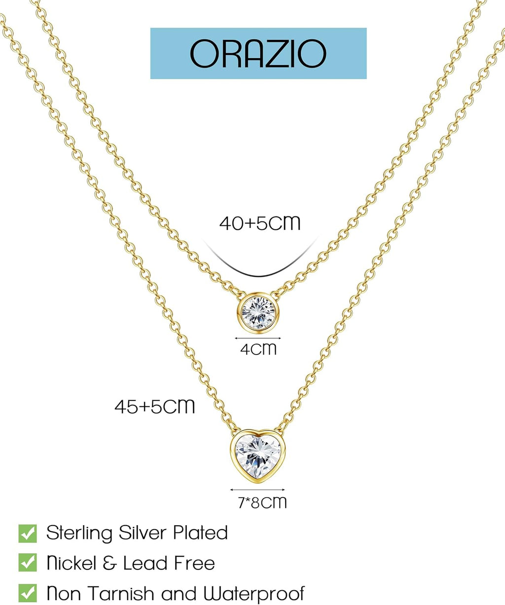ORAZIO Damen Halskette Silber 925 Rosegold Gold Herz Schmetterling Zirkon