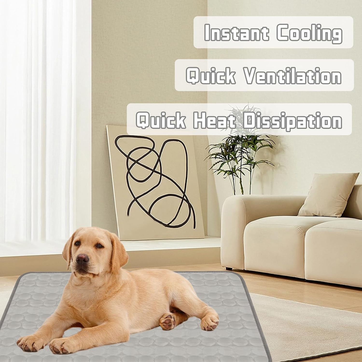 Kuehlmatte fuer Hund Katze 70×55 cm rutschfest waschbar M-XL (Rosa)