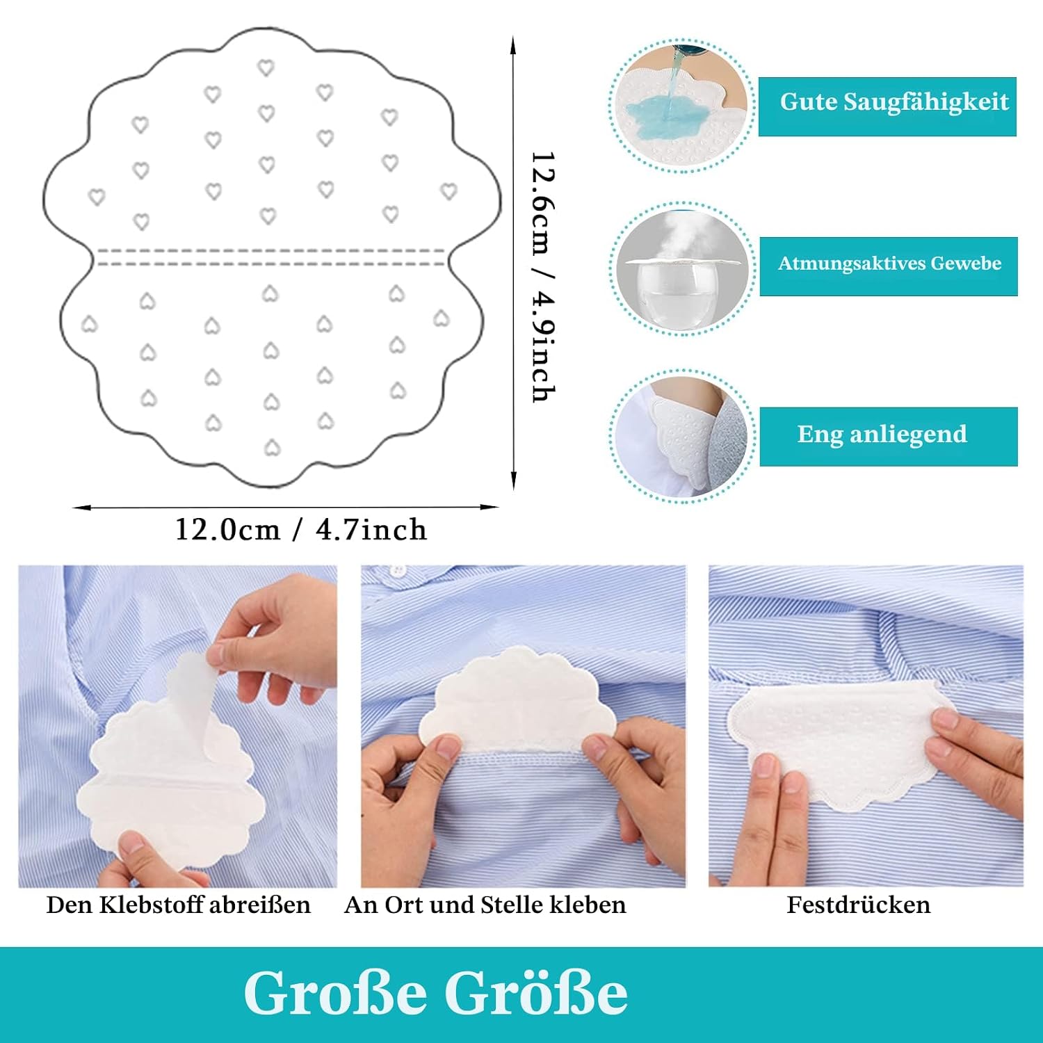 Achselpads 80 Stueck Schutz gegen Schweiss Einweg Achsel Schweisspads