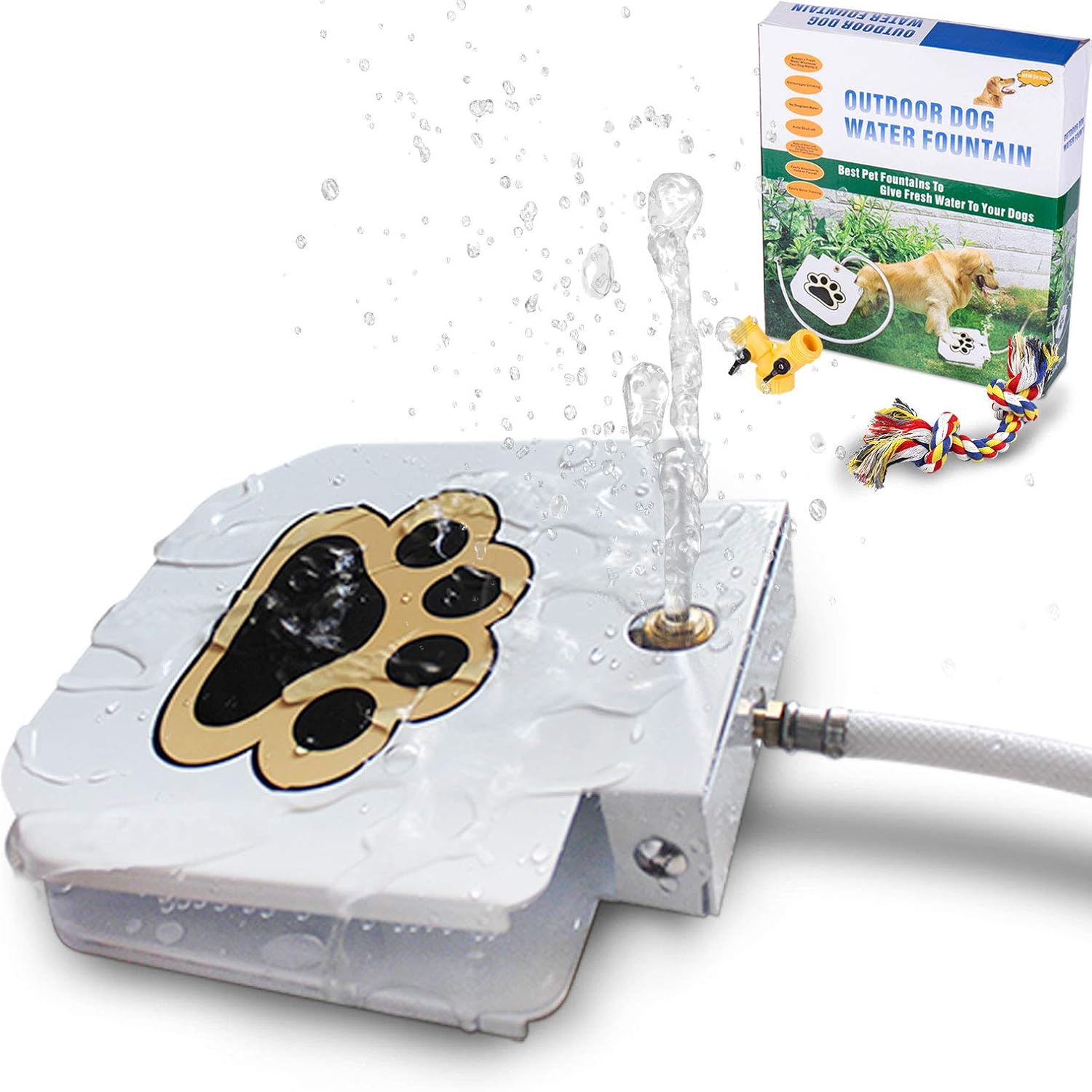 BACOENG Hundetrinkbrunnen Outdoor Gartenbrunnen mit verbessertem Messing-Ventil
