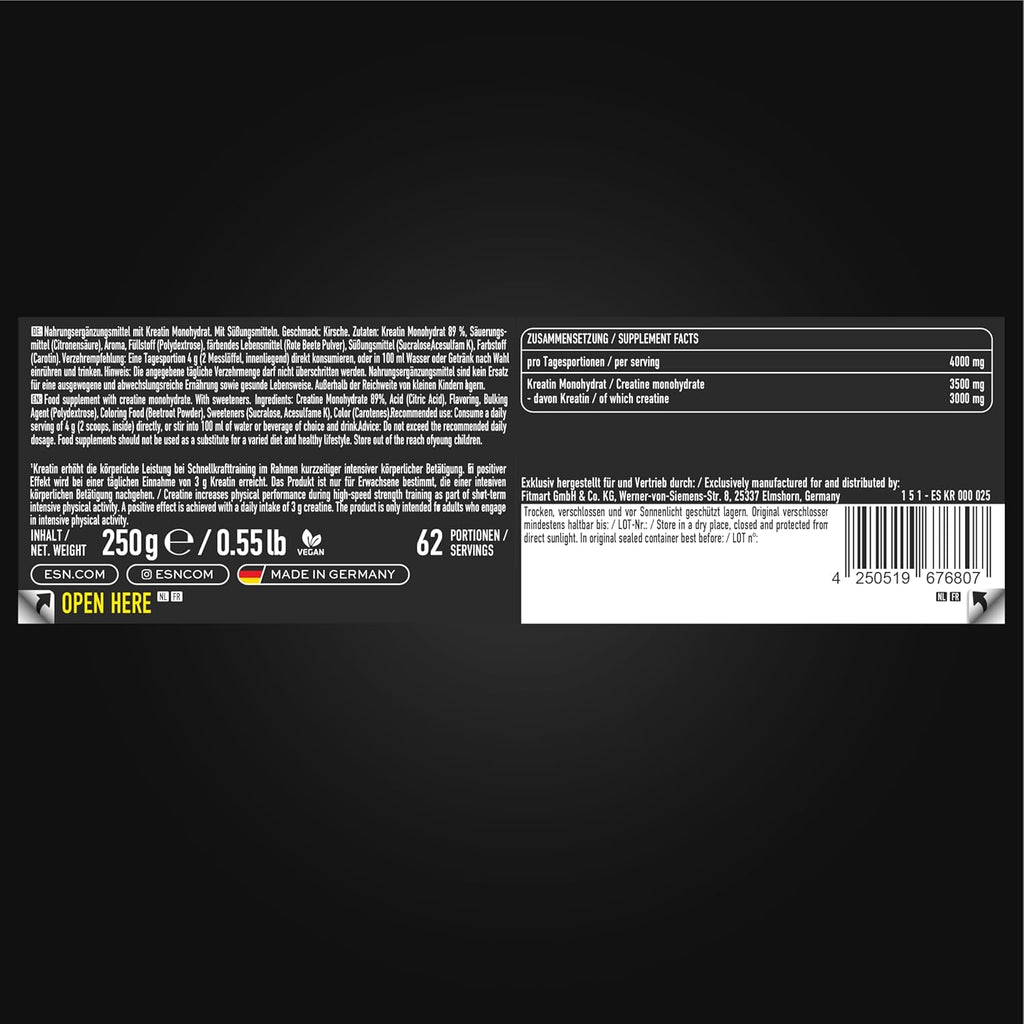 ESN Ultrapure Creatine Monohydrate Pulver vegan mikrofein