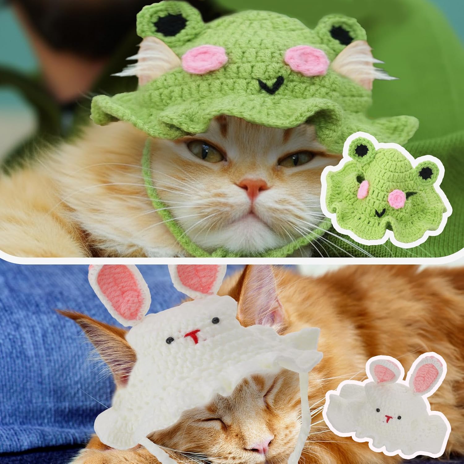 5er Set verstellbare Haustiermuetzen fuer kleine Hunde und Katzen, Designmix