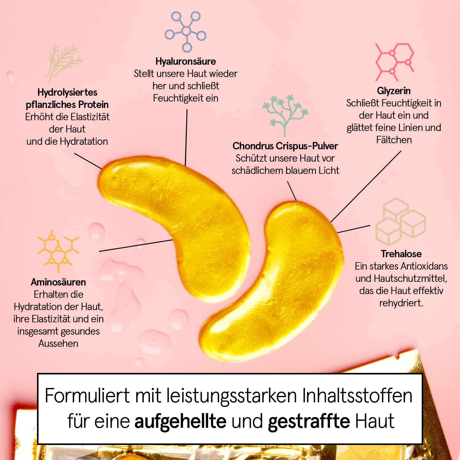 Grace & Stella Gel Augenpads 48 Paare gegen Augenringe Traenensaecke Falten