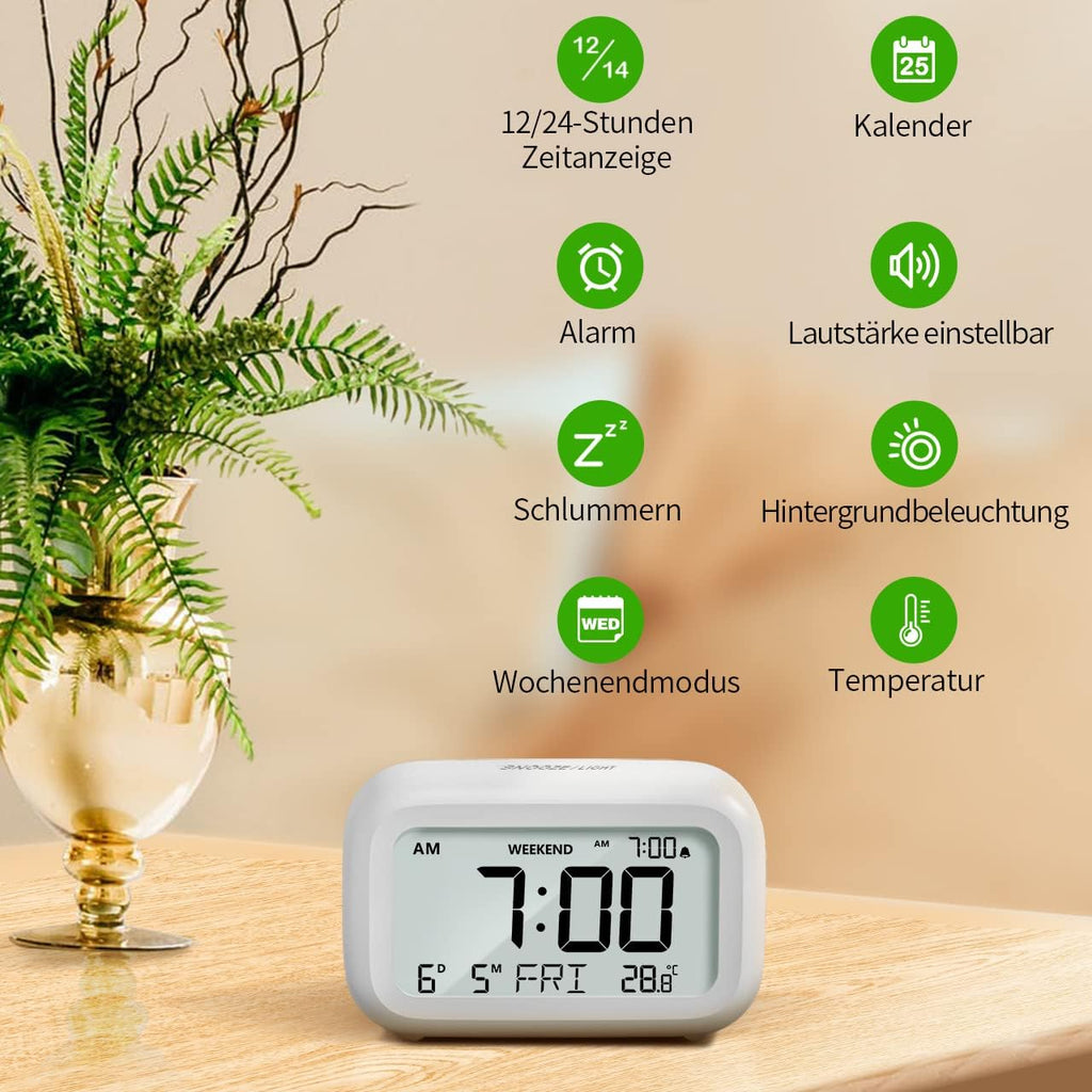 DOOMAY Digitaler Wecker LCD mit Snooze Wochenendmodus Batterie Nachttisch