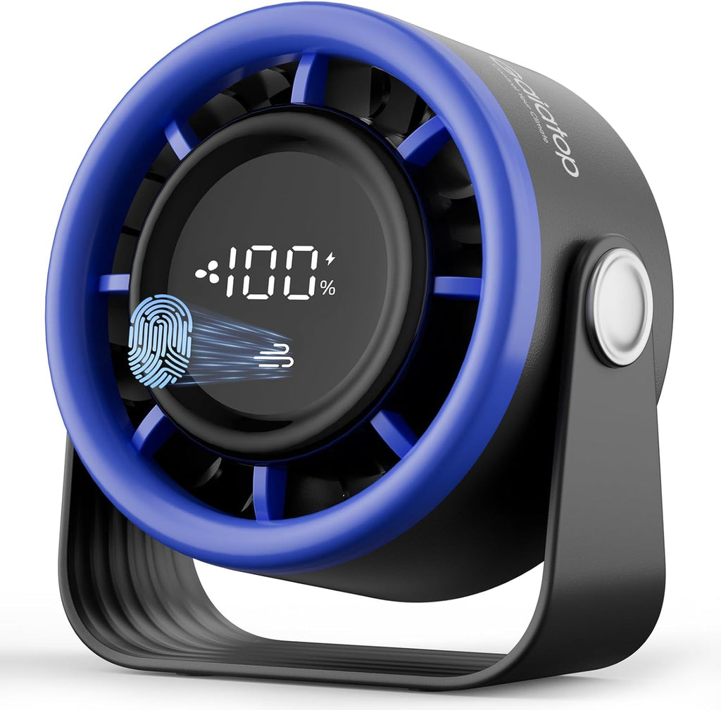 Gaiatop Akku Tischventilator USB 5 Stufen 360° neigbar Touch-Display Schwarz