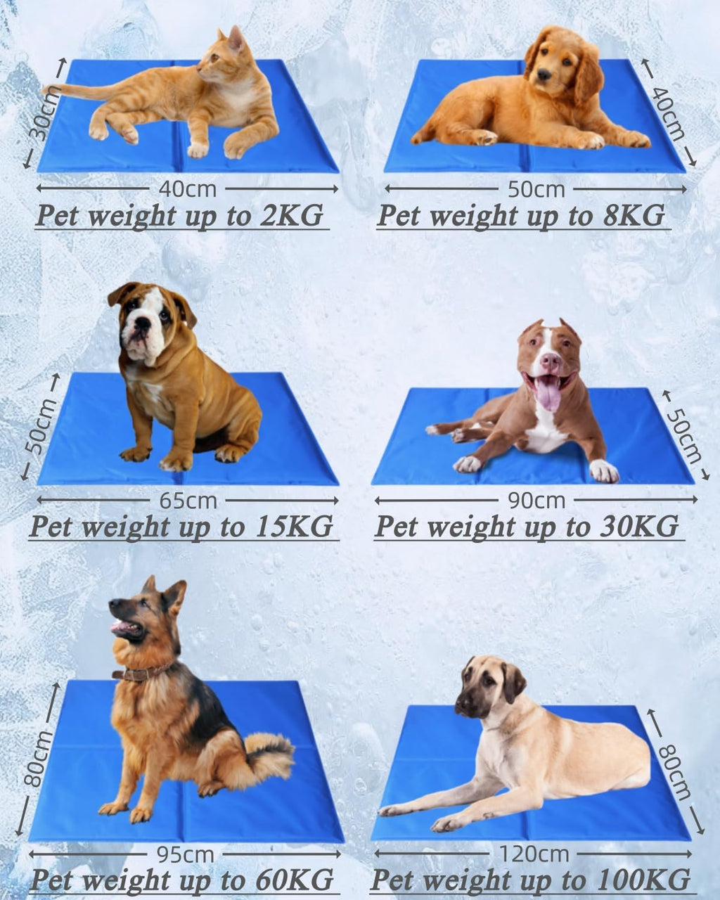 Kuehlmatte Hund 30x40 cm mit ungiftigem Gel, selbstkuehlend, waschbar, Knochen