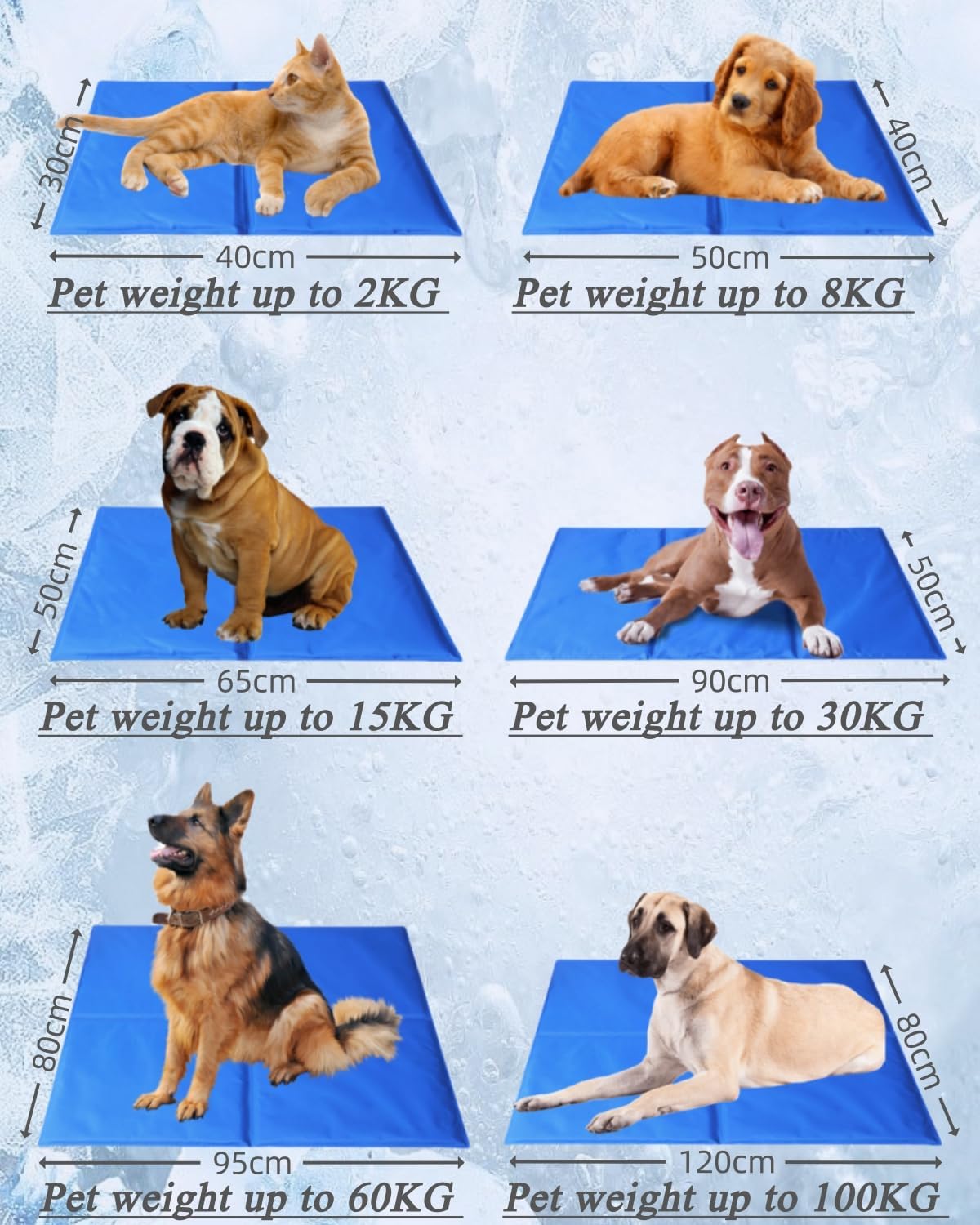Kuehlmatte Hund 30x40 cm mit ungiftigem Gel, selbstkuehlend, waschbar, Knochen