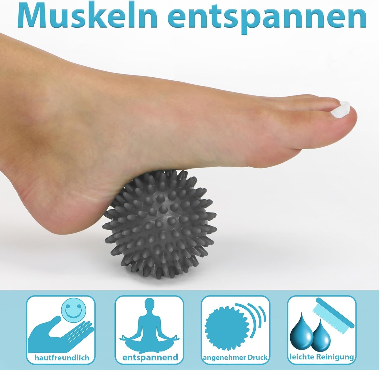 ALPIDEX Massagebaelle Igelbaelle 5er Set verschiedene Haertegrade Ruecken Beine Fuesse