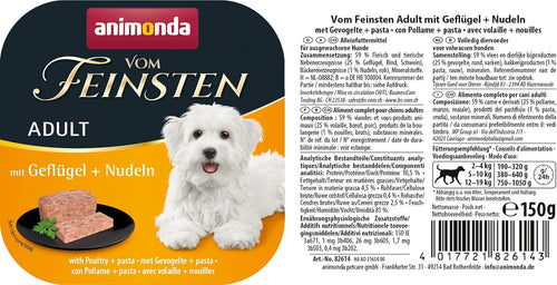 animonda vom Feinsten Hundefutter nass Gefluegel & Nudel 22 x 150 g, zuckerfrei