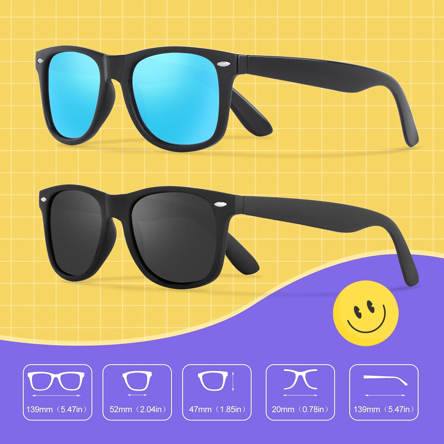 Polarisiert Sonnenbrille Herren Damen eckig UV400 Schutz fuers Autofahren