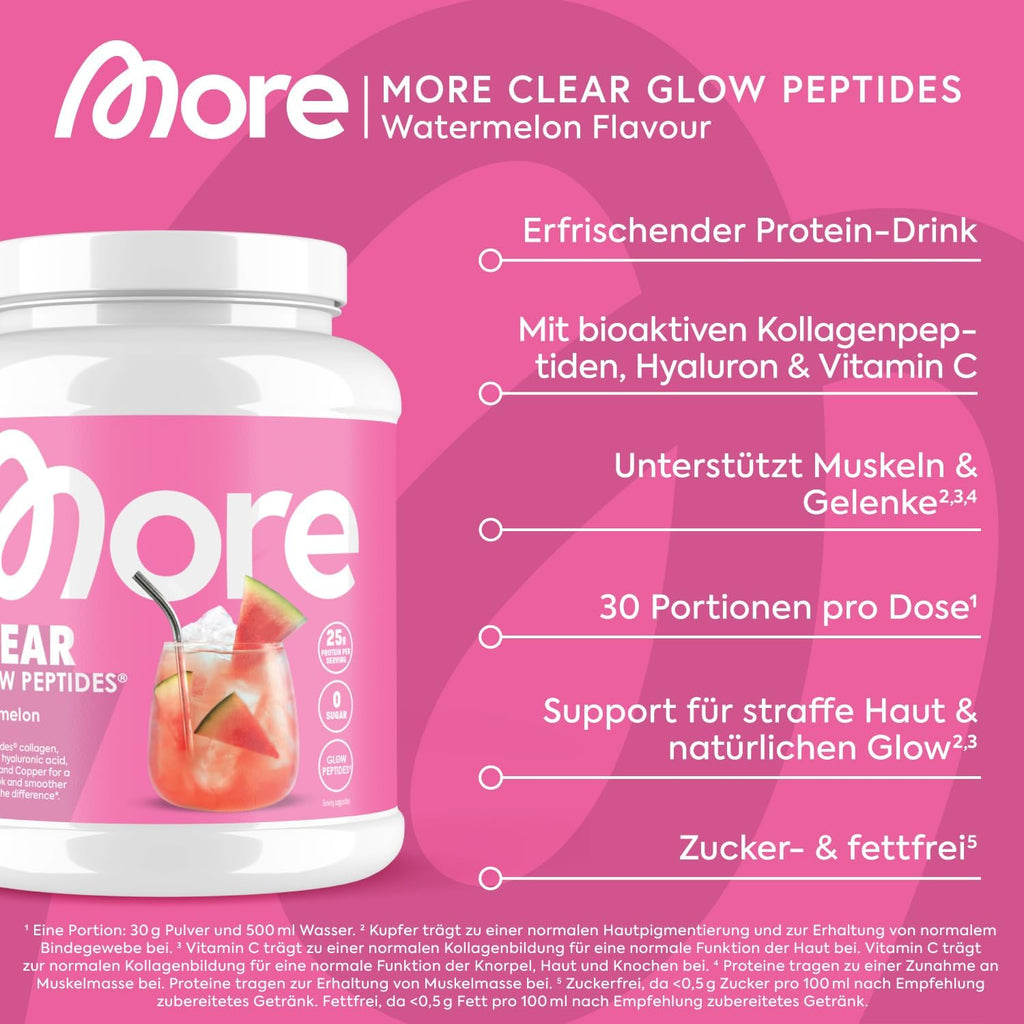 MORE Clear Glow Peptides Wassermelone unterstuetzt Muskeln Haut Gelenke Seh