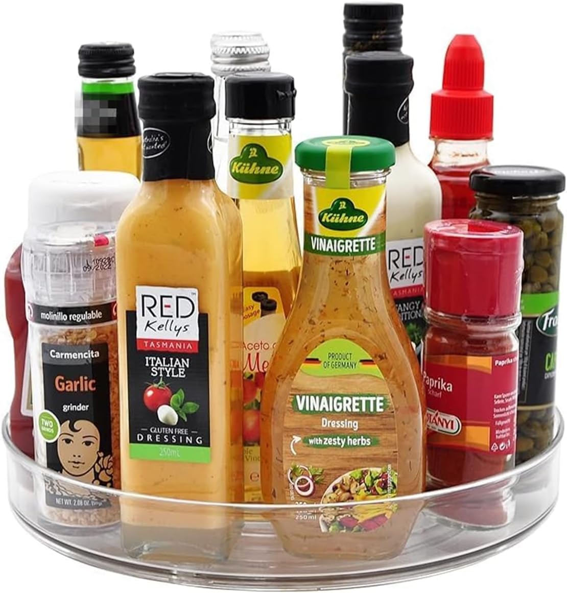 Drehteller Kuehlschrank Organizer 23,5cm Lazy Susan 360° drehbar transparent