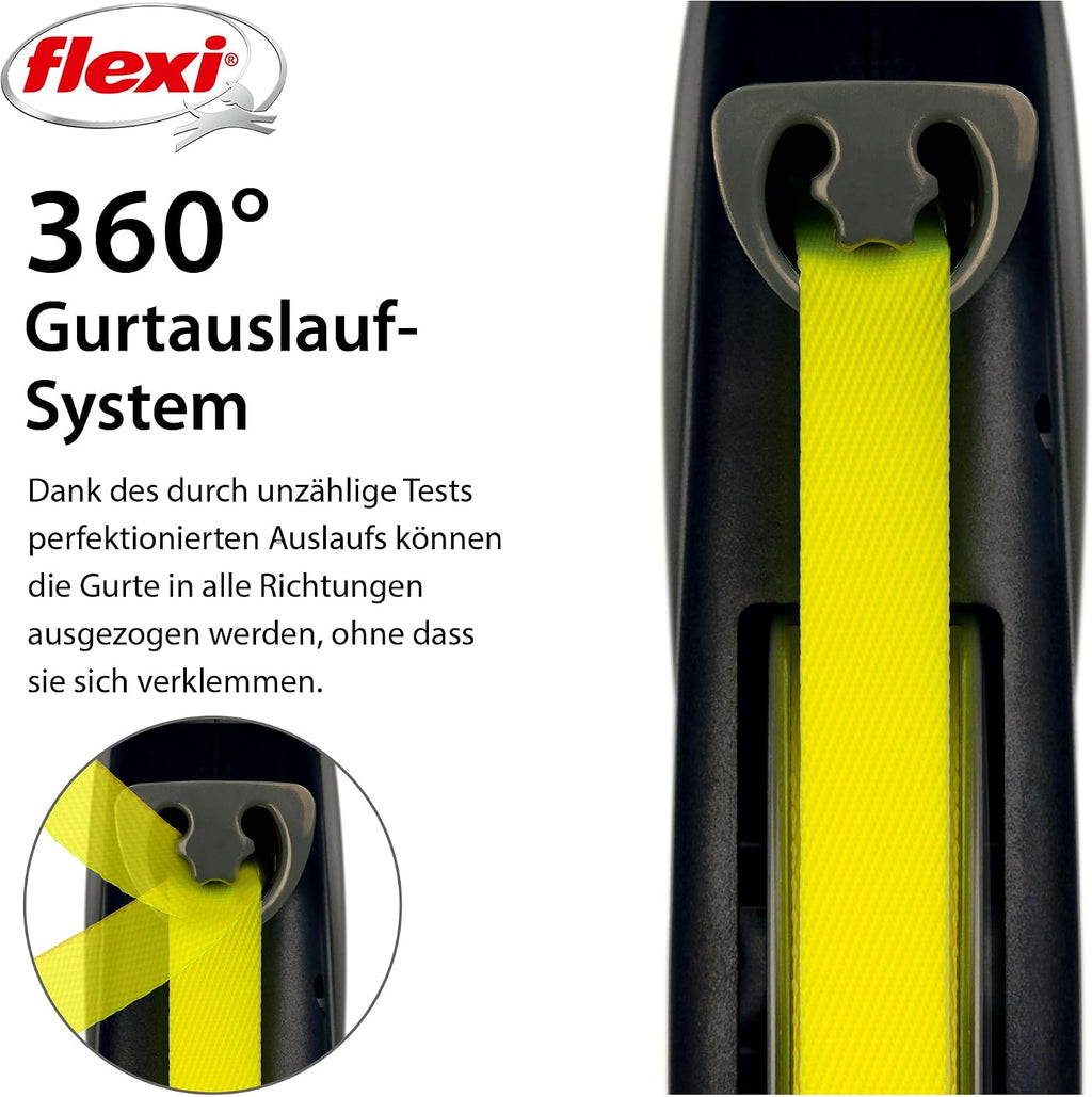 flexi Giant L 8 m Gurt Hundeleine bis 50 kg schwarz/neon-gelb 15.2x20.8 cm