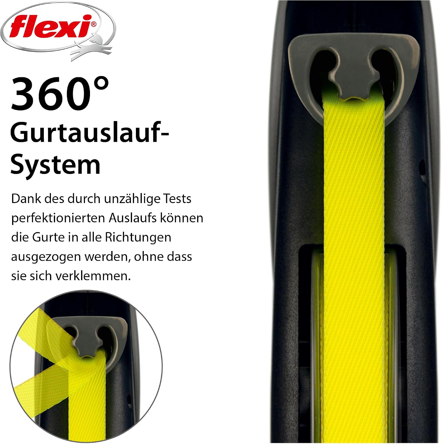 flexi Giant S/M 8 m Gurt-Rollleine schwarz/neon-gelb fuer Hunde bis 25 kg